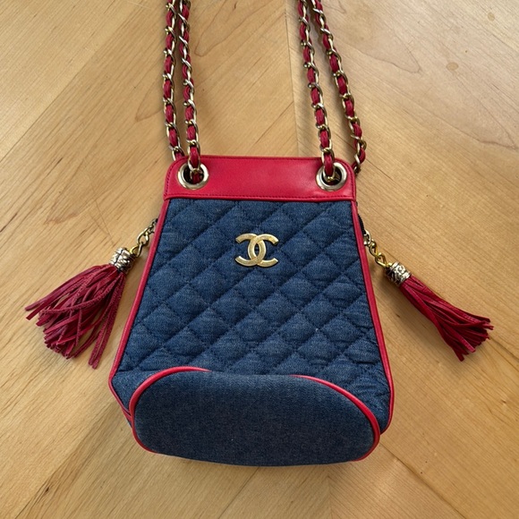 Chanel Blue and Red Quilted Mini Bag - Picture 1 of 3
